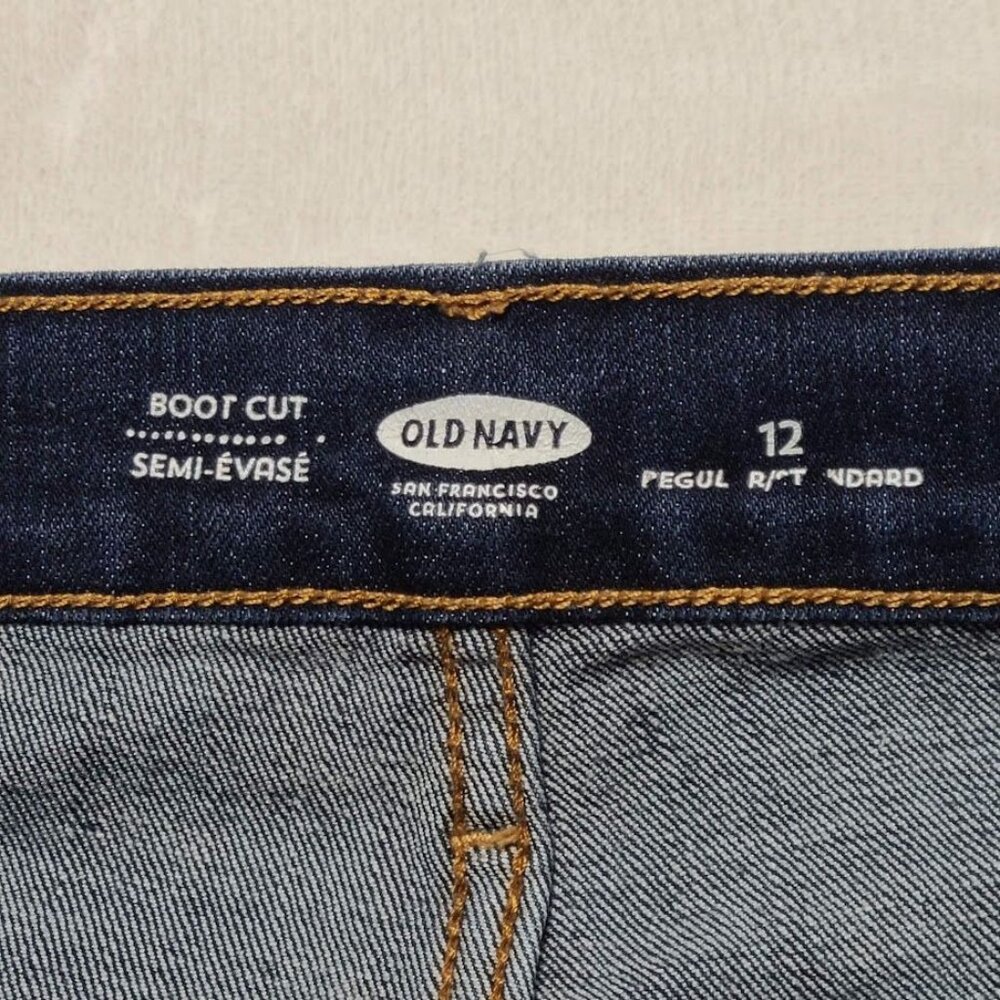 Old Navy Boot Cut Semi Evase Womens Jeans Size 12 Regular Dark Wash Denim - Picture 2 of 11